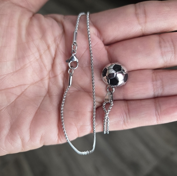 1pc Fashionable stainless Steel Sports Soccer Ball Necklace 18" - Picture 7 of 8